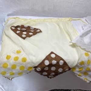 VTG Child's Yellow Patchwork‎ Apron Homemade & Baby Doll Dress White Eyelet **